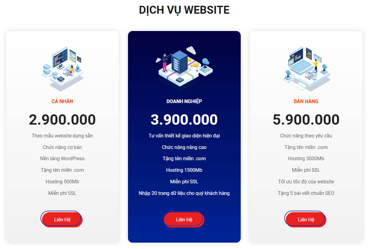 Bảng giá thiết kế website tại belugaweb